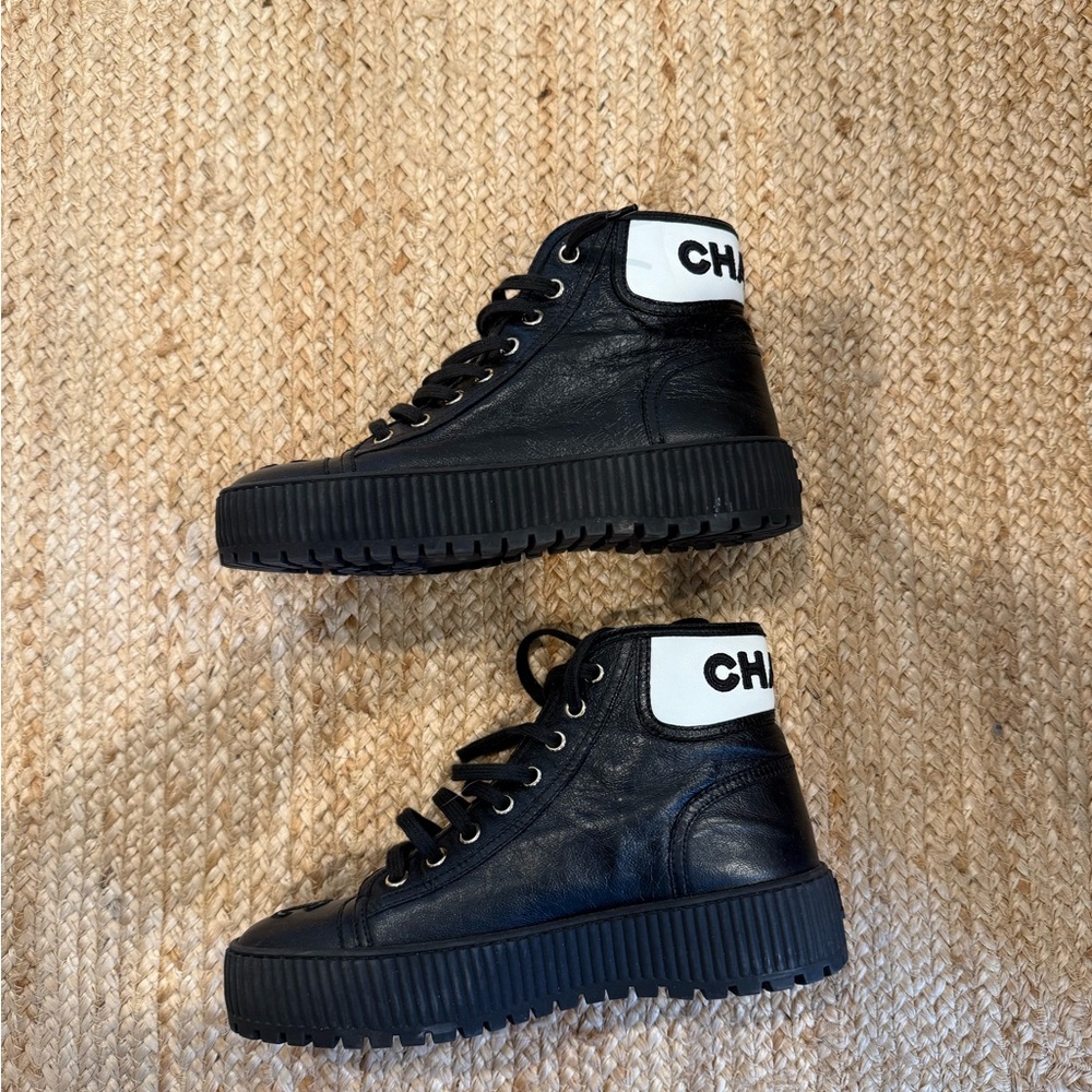 CHANEL Black High-Top Sneakers